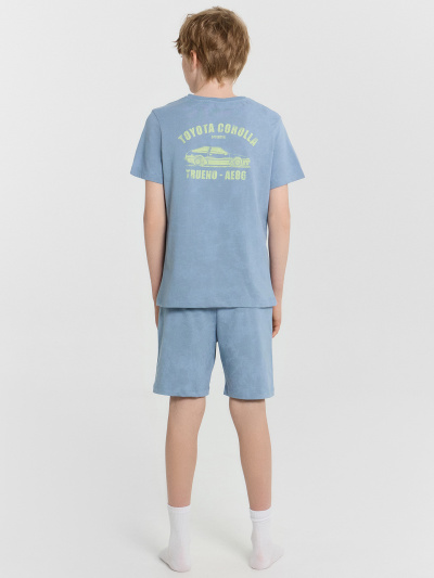 Футболка, шорты Mark Formelle 393329/24-27453П-0 серо_синий_acid_wash_печать_1_сл_на_пол_1сл_на_спин - фото 2