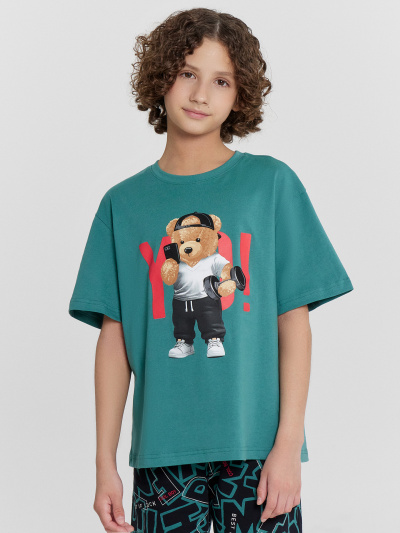 Футболка, шорты Mark Formelle 563327/24-30790ПП-0 малахит_буквы_на_черном_3_сл_на_пол_Д - фото 4