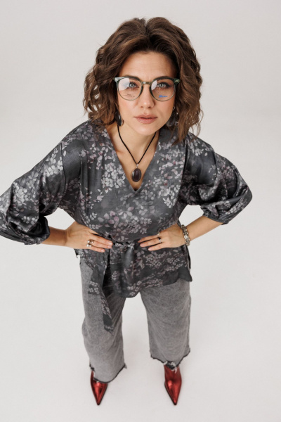 Блуза Anelli 1665.1 графитовый_гербарий - фото 6