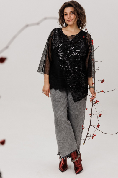 Блуза Anelli 1781 черный_авантюрин - фото 6