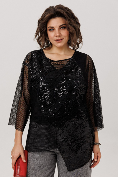 Блуза Anelli 1781 черный_авантюрин - фото 2