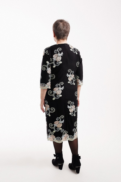 Платье Legend Style DP-001 черный-цветы - фото 3