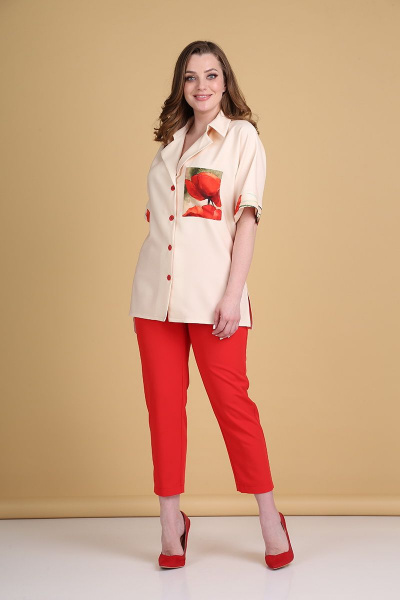 Блуза, брюки Andrea Style 0372 беж - фото 1