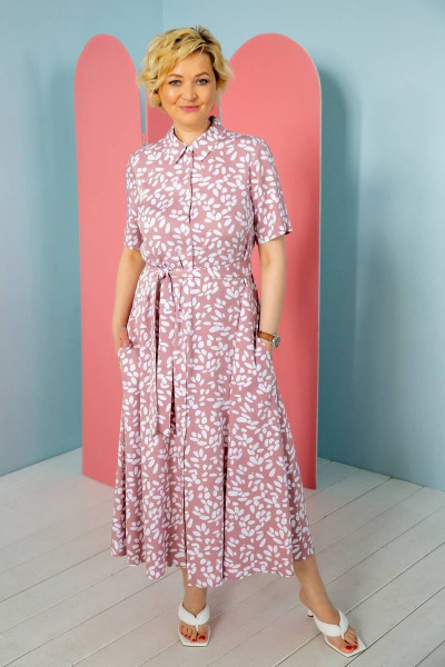 Платье Ivera 1022 розовый, белый - фото 6