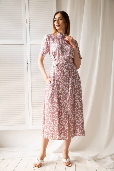 Платье Ivera 1022 розовый, белый - фото 1