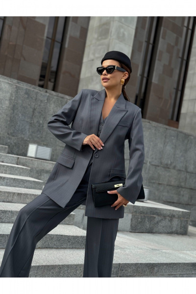 Брюки, жакет, жилет KORTNI 21Р7/11G2/19BR11 серый в голубую полоску - фото 14