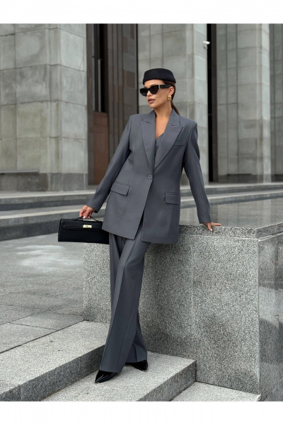 Брюки, жакет, жилет KORTNI 21Р7/11G2/19BR11 серый в голубую полоску - фото 11