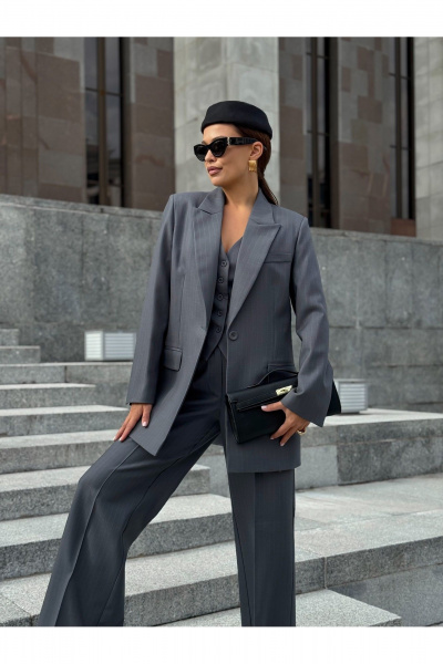 Брюки, жакет, жилет KORTNI 21Р7/11G2/19BR11 серый в голубую полоску - фото 10