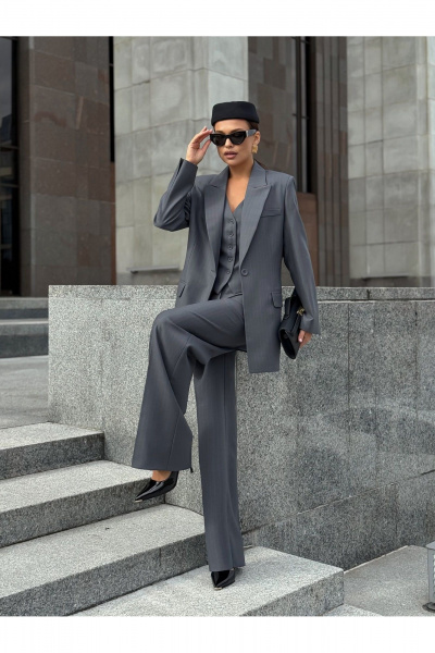 Брюки, жакет, жилет KORTNI 21Р7/11G2/19BR11 серый в голубую полоску - фото 8