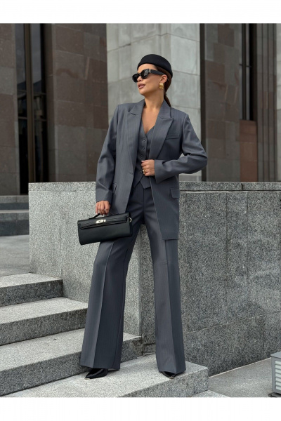 Жилет KORTNI 11G2 серый в голубую полоску - фото 2