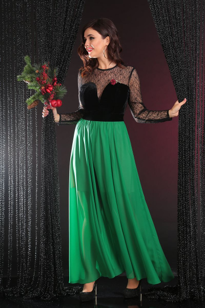Платье Мода Юрс 2386 черный+зеленый - фото 2