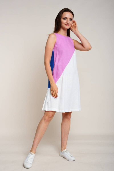 Платье Ружана 333-2 синий/розовый/белый - фото 2