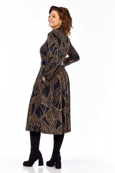 Платье Милора-стиль 1164/1 бежевый_черный_с_разводами - фото 3