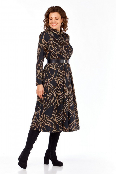 Платье Милора-стиль 1164/1 бежевый_черный_с_разводами - фото 2