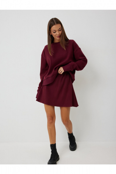Свитшот, юбка V&N Fashion 1082 бордовый - фото 7