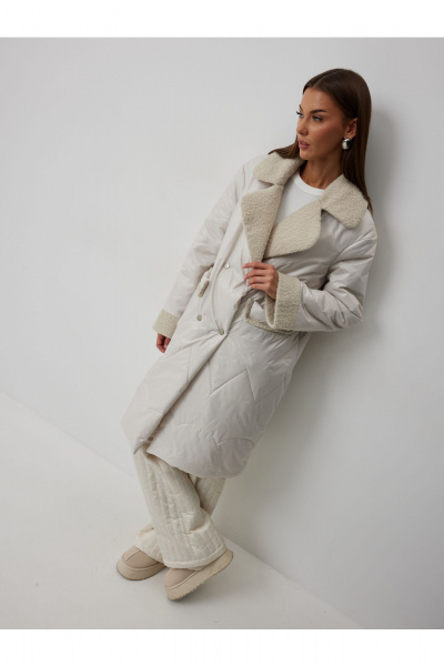 Пальто V&N Fashion 1065 бежевый - фото 6