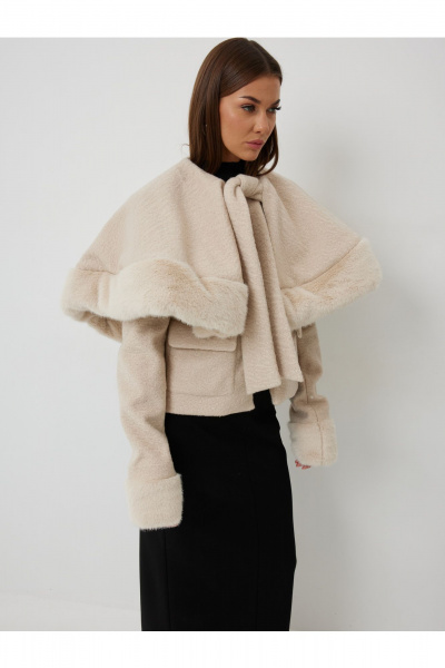 Шуба V&N Fashion 1090 бежевый - фото 9