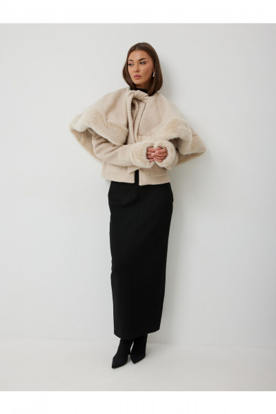 Шуба V&N Fashion 1090 бежевый - фото 7