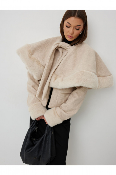Шуба V&N Fashion 1090 бежевый - фото 6