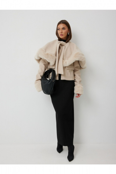 Шуба V&N Fashion 1090 бежевый - фото 1