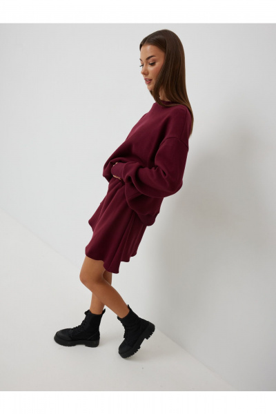 Свитшот, юбка V&N Fashion 1082 бордовый - фото 3