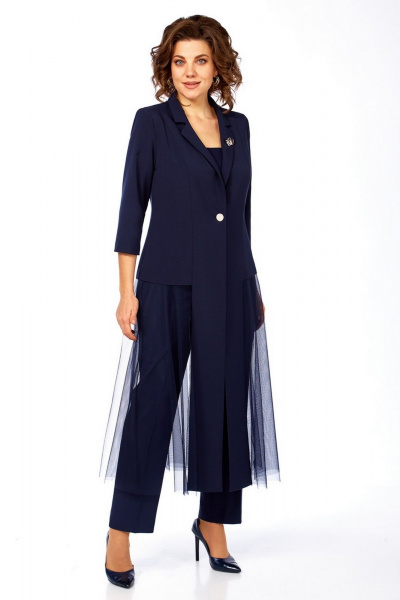 Брюки, жакет, топ Милора-стиль 1428 синий - фото 1