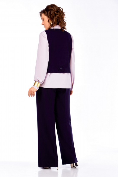 Блуза, брюки, жилет Ольга Стиль С-979 темно-синий_клетка - фото 6