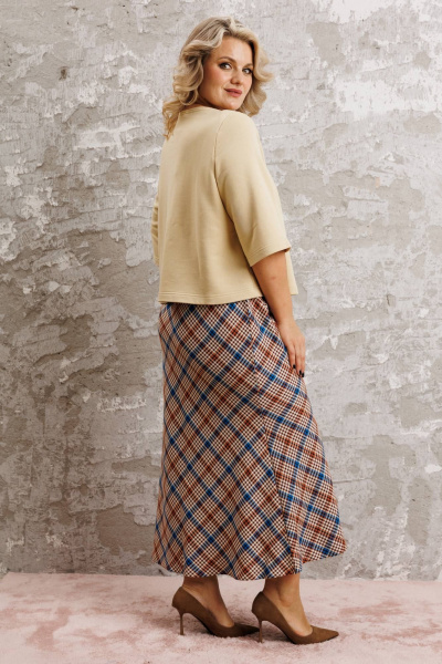 Блуза, юбка Anastasia 1174 сливочный/клетка - фото 7