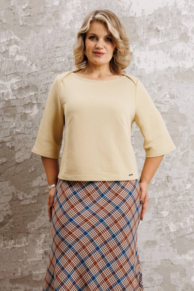 Блуза, юбка Anastasia 1174 сливочный/клетка - фото 6