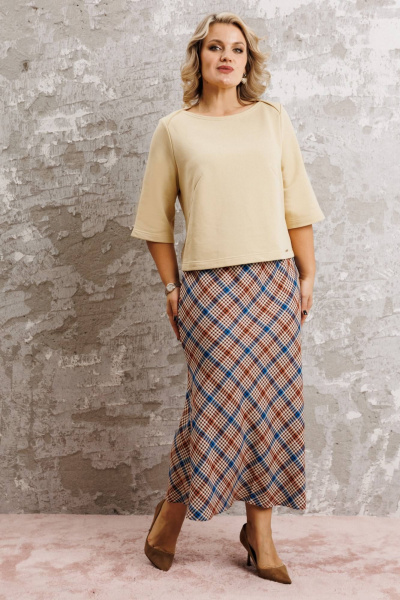 Блуза, юбка Anastasia 1174 сливочный/клетка - фото 4