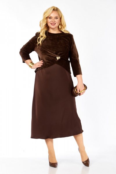 Блуза, платье Элль-стиль 2452 шоколад - фото 7