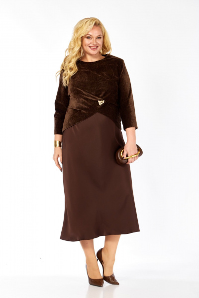 Блуза, платье Элль-стиль 2452 шоколад - фото 2