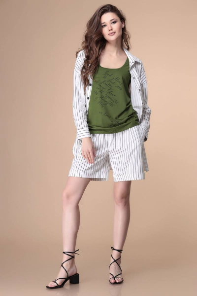 Блуза, топ, шорты Romanovich Style 3-2174 белый/зелень - фото 1