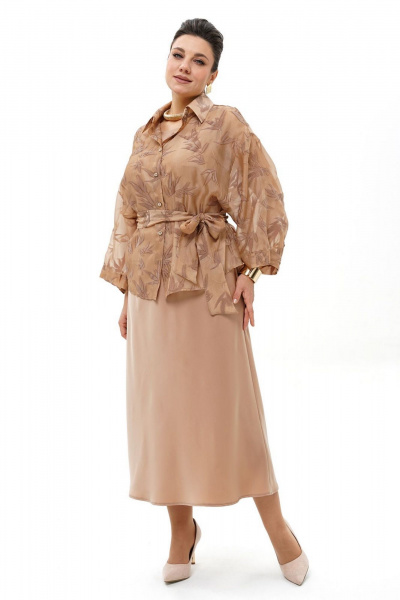 Блуза, платье Alani Collection 2429 бежевый - фото 3