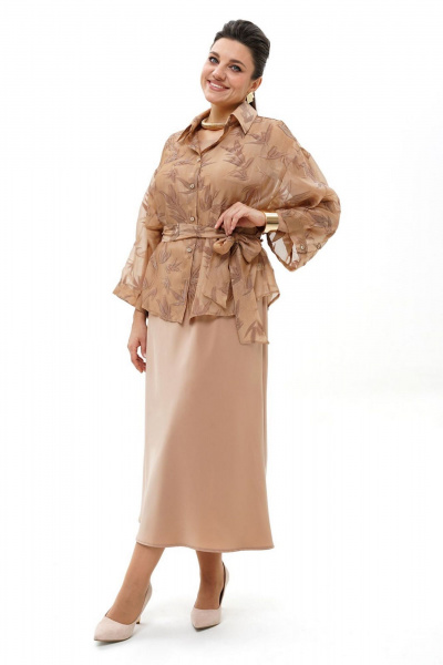 Блуза, платье Alani Collection 2429 бежевый - фото 2