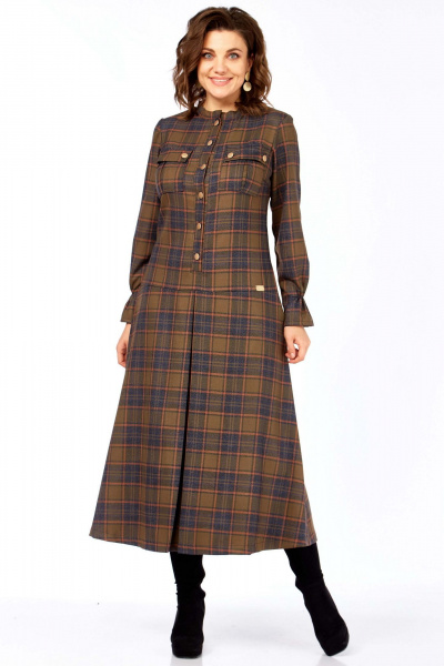 Платье Celentano 5075 бежево-красная_клетка - фото 7