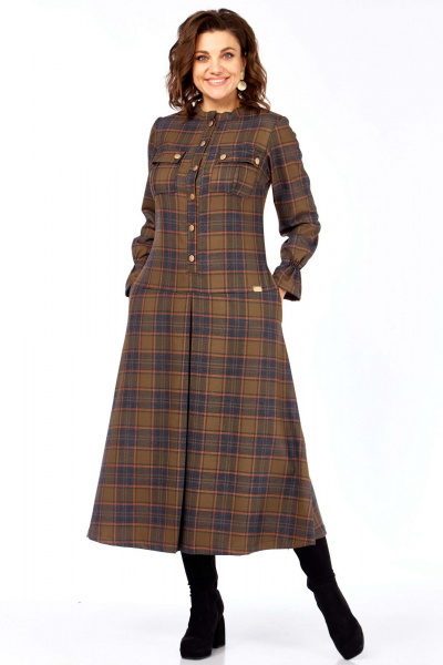 Платье Celentano 5075 бежево-красная_клетка - фото 6