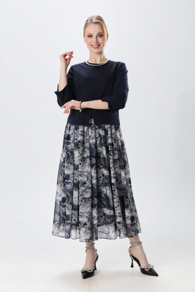 Платье NikVa 1007-2 индиго и серая абстракция - фото 11
