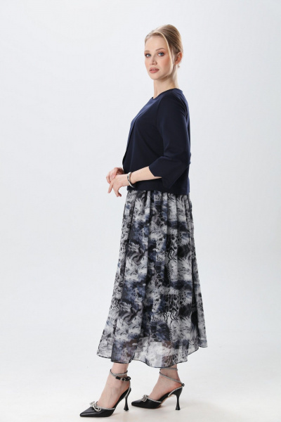 Платье NikVa 1007-2 индиго и серая абстракция - фото 9