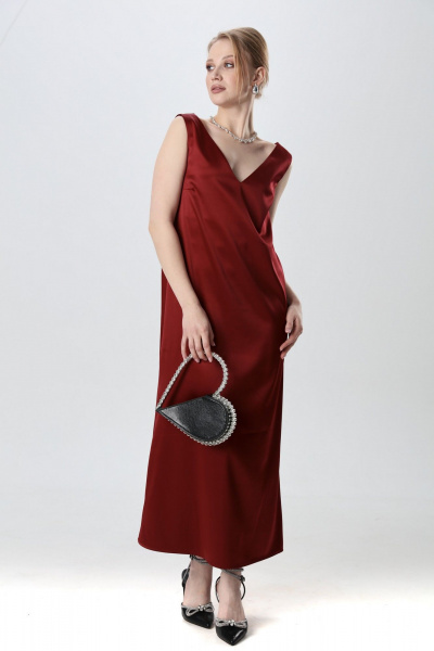 Джемпер, платье NikVa 1013-1 серебро и бордо - фото 2