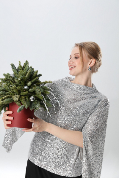 Джемпер, платье NikVa 1013-2 серебро и чёрный - фото 14