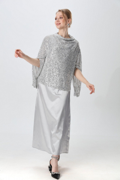 Джемпер, платье NikVa 1013-3 серебро - фото 11