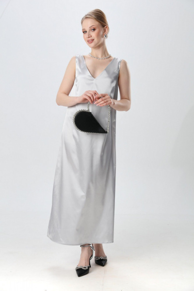 Платье NikVa 1014-3 серебро - фото 1