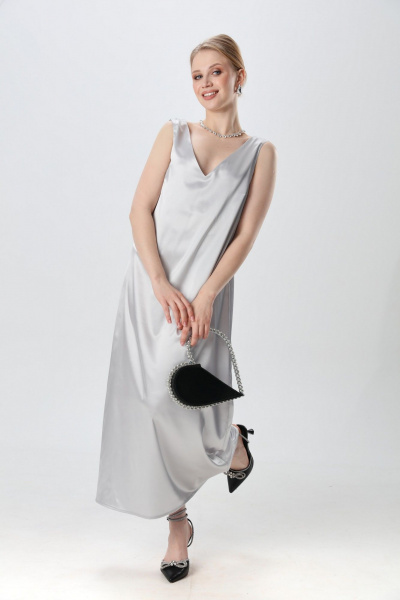 Платье NikVa 1014-3 серебро - фото 4
