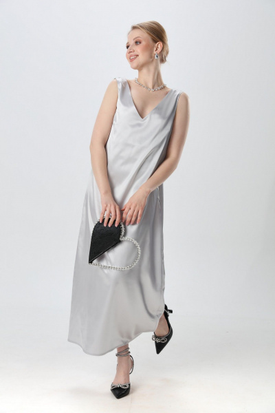 Платье NikVa 1014-3 серебро - фото 2