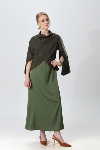 Джемпер, платье NikVa 1015-3 зелень - фото 9