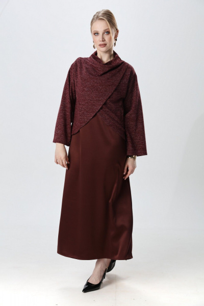 Джемпер, платье NikVa 1015-4 махагон - фото 10