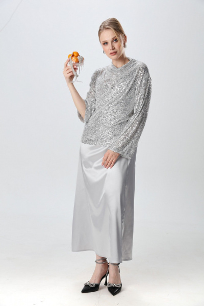 Джемпер NikVa 400-10 серебро - фото 7