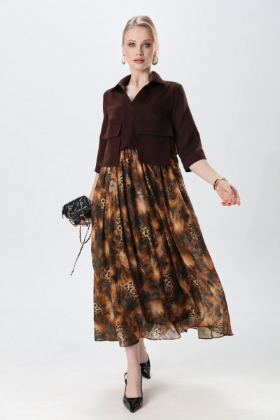Платье NikVa 514-5 шоколад и кофейный леопард - фото 1