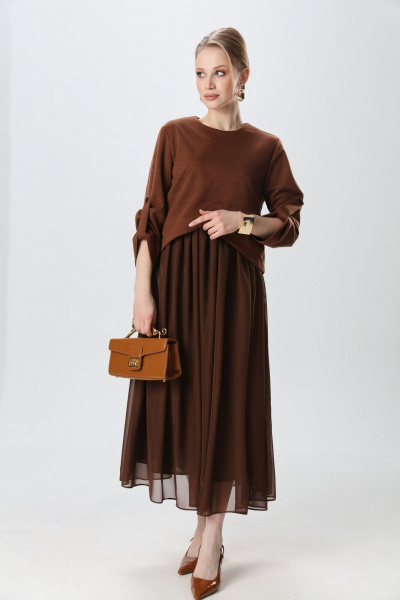 Платье NikVa 740-25 кофе с молоком - фото 6